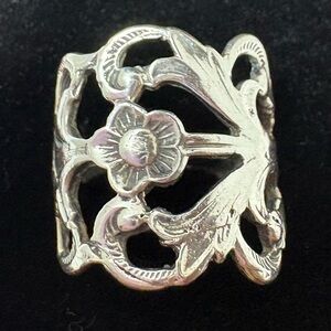 Vintage Sterling Silver Openwork Ring Crafted from Old Silver Flatware